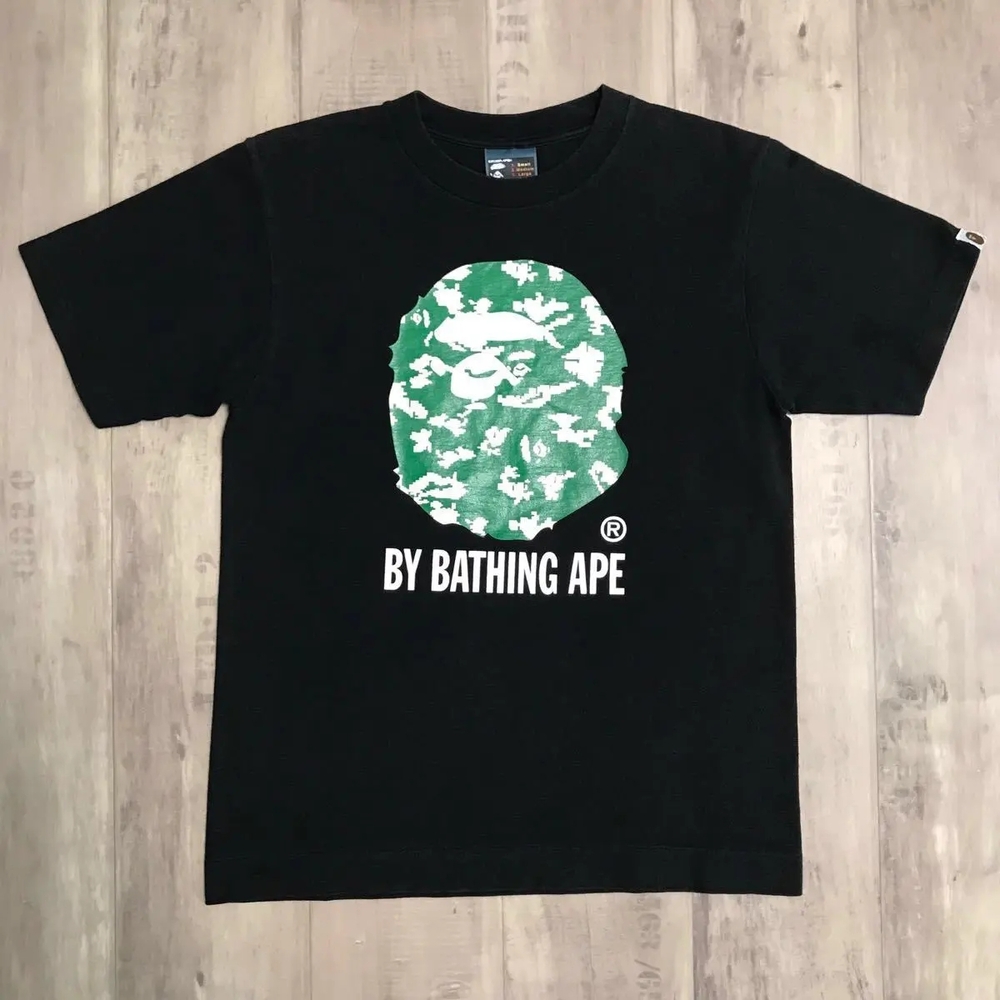 Bape Black Green Ape Head Short Sleeve Tee
